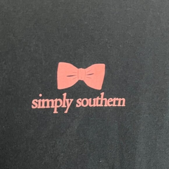 Simply Southern Women's S Short Sleeve Graphic‎ Tee Navy Pink Floral Logo Preppy - Picture 4 of 7